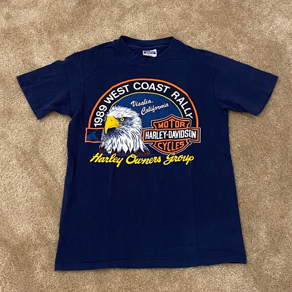 Vintage single stitch 1989 west coast Rally Harley Davison t-shirt size Medium